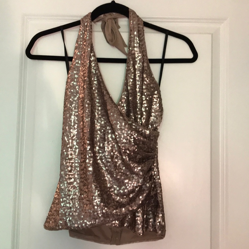 Bebe sequin halter top